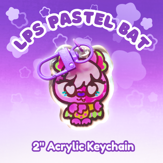 LPS Pastel Bat 2" Epoxy Keychain with Purple Clasp