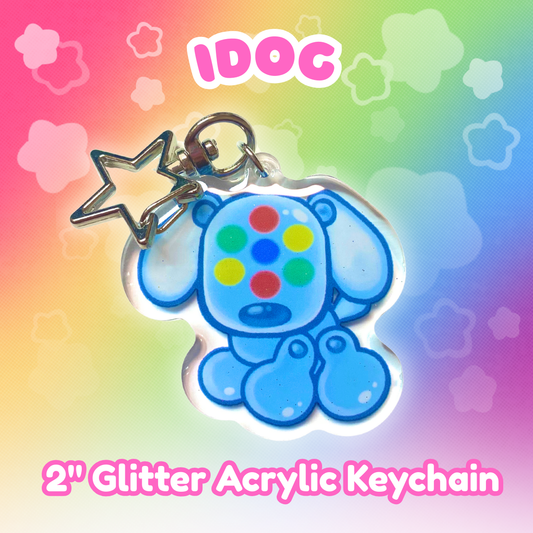 Idog 2" Epoxy Glitter Keychain with Metal Star Clasp