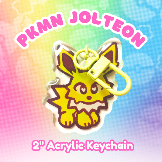 PKMN Jolteon 2" Acrylic Keychain with Yellow Metal Clasp