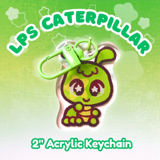 LPS Caterpillar  2" Epoxy Keychain with Green Clasp