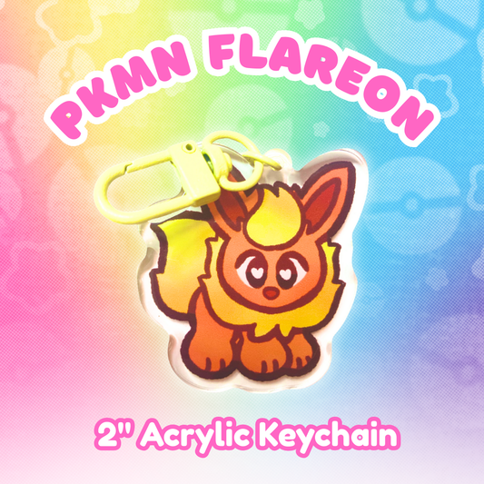 PKMN Flareon 2" Acrylic Keychain with Yellow Metal Clasp