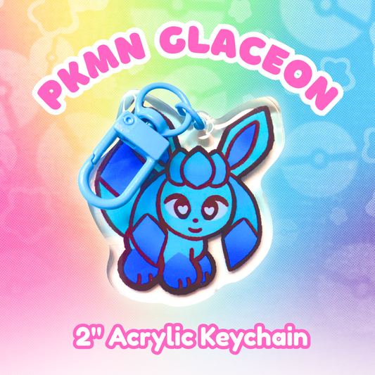 PKMN Glaceon 2" Acrylic Keychain with Blue Metal Clasp