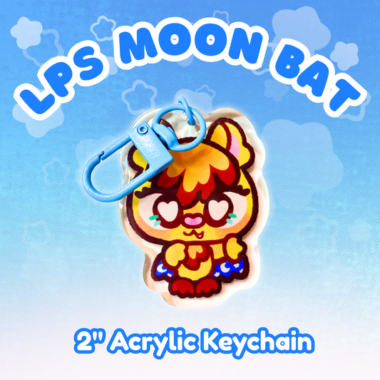 LPS Moon Bat 2" Epoxy Keychain with Blue Clasp
