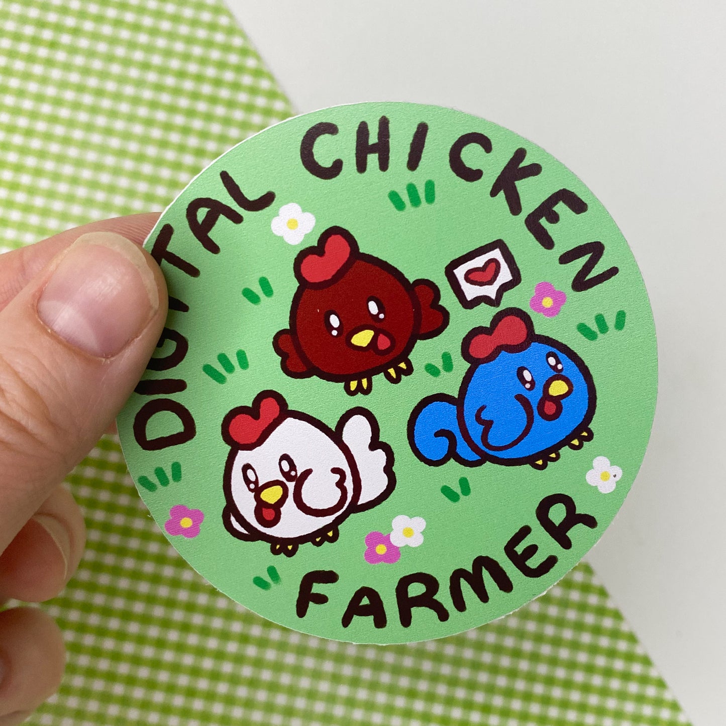 Digital Chicken Farmer 3" Matte Vinyl Sticker