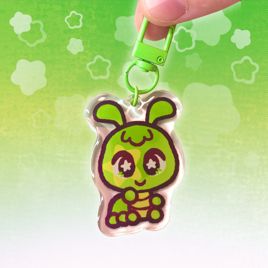 LPS Caterpillar  2" Epoxy Keychain with Green Clasp