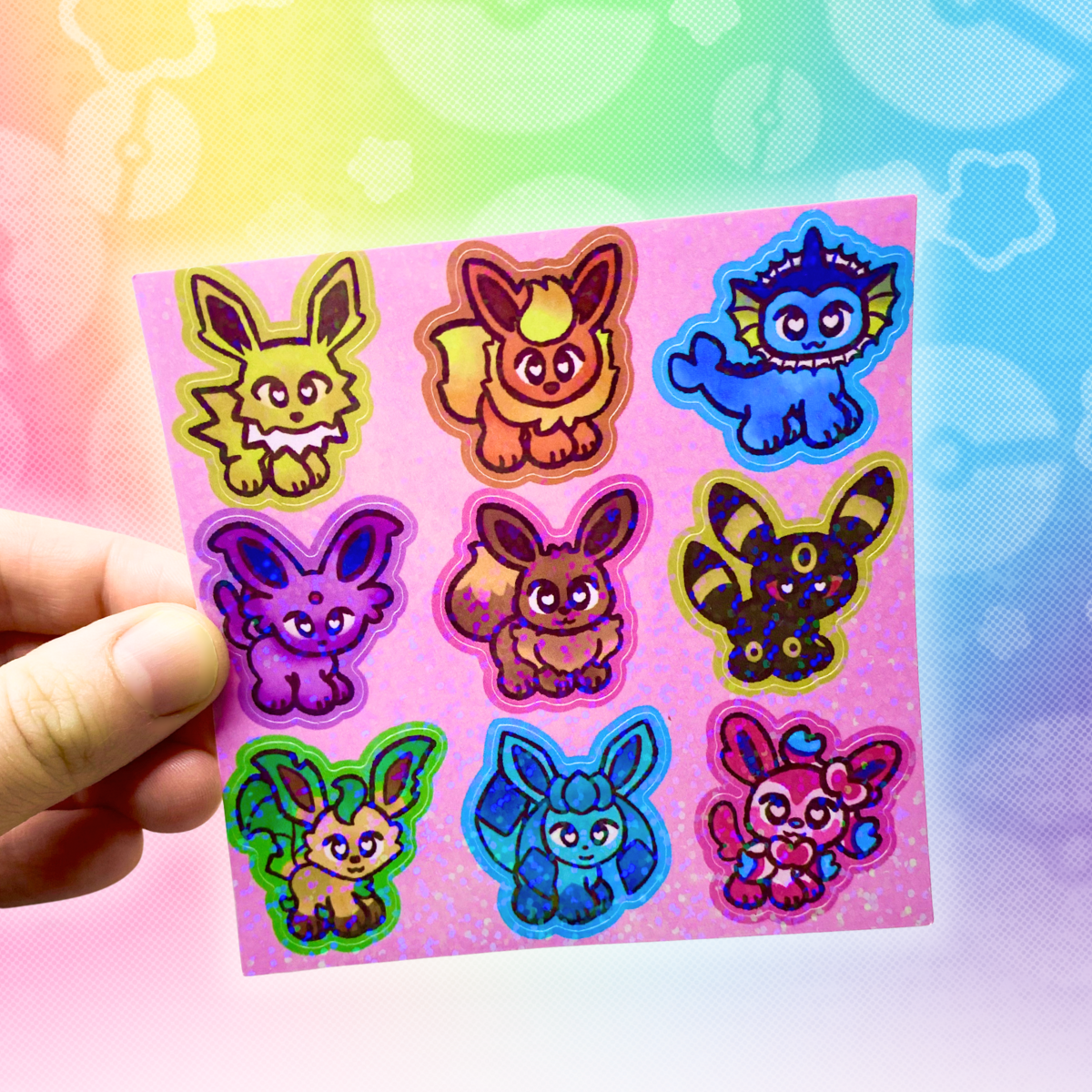 PKMN Eeveelutions 4"x4" Holographic Sticker Sheet