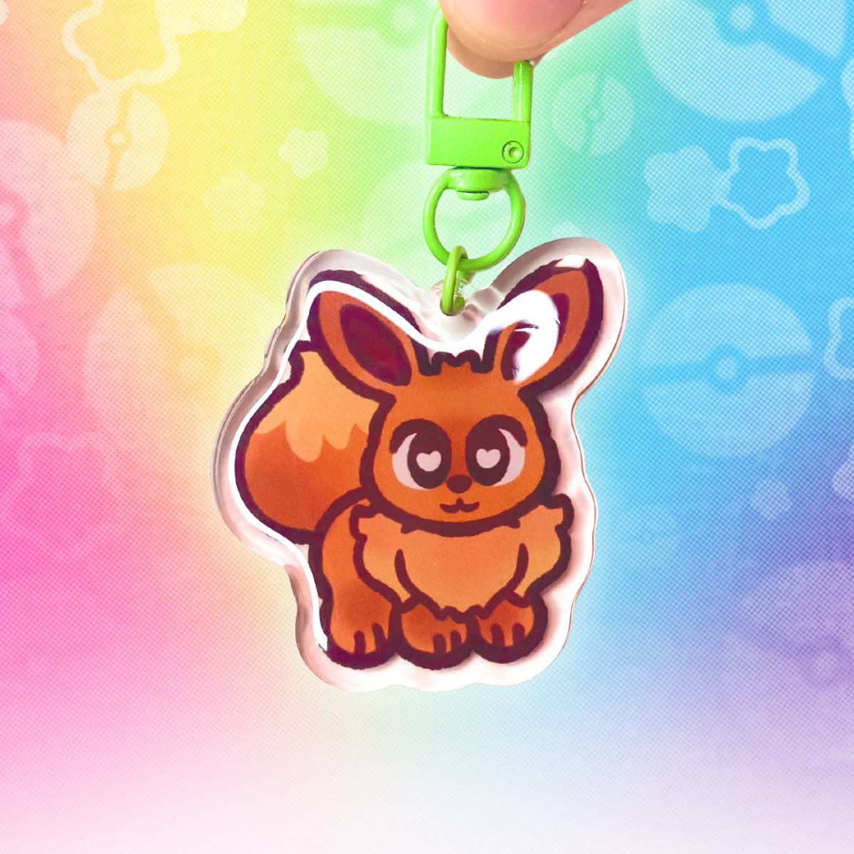 PKMN Eevee 2" Acrylic Keychain with Green Metal Clasp