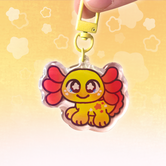 LPS Axolotl 2" Epoxy Keychain with Yellow Clasp