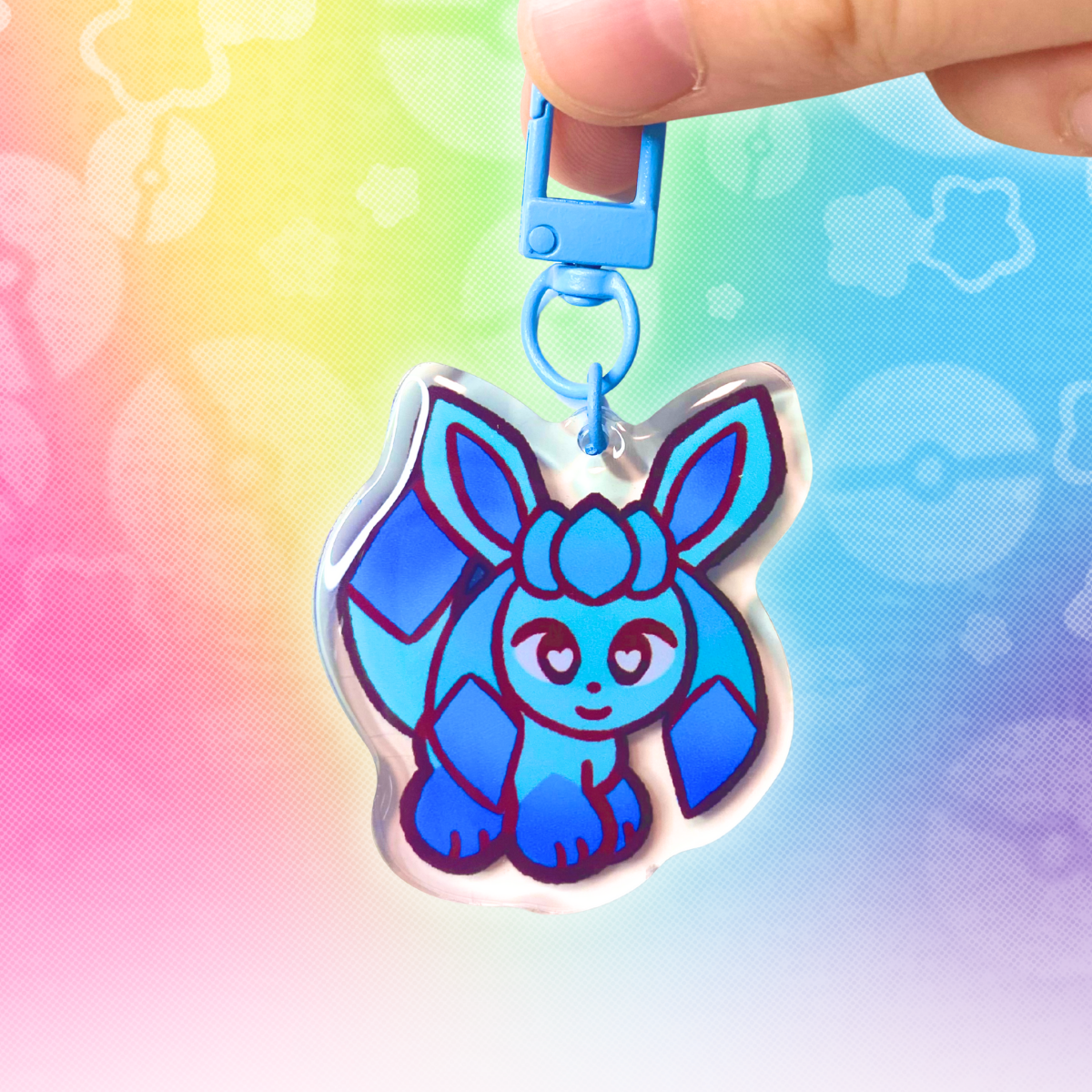 PKMN Glaceon 2" Acrylic Keychain with Blue Metal Clasp