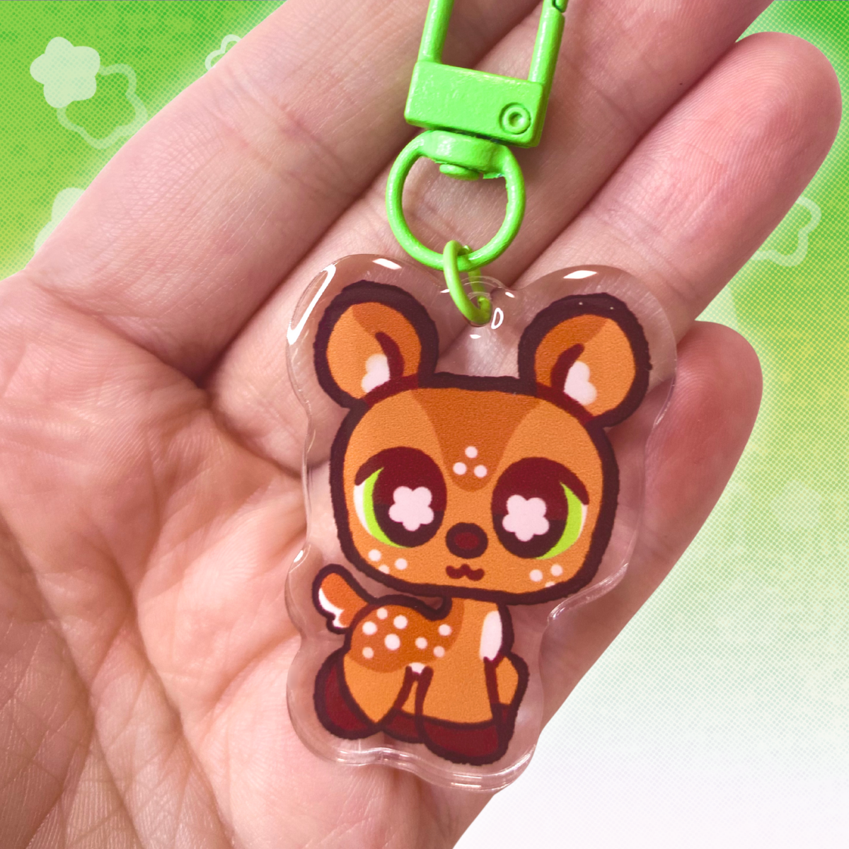 LPS Deer 2" Epoxy Keychain with Green Clasp