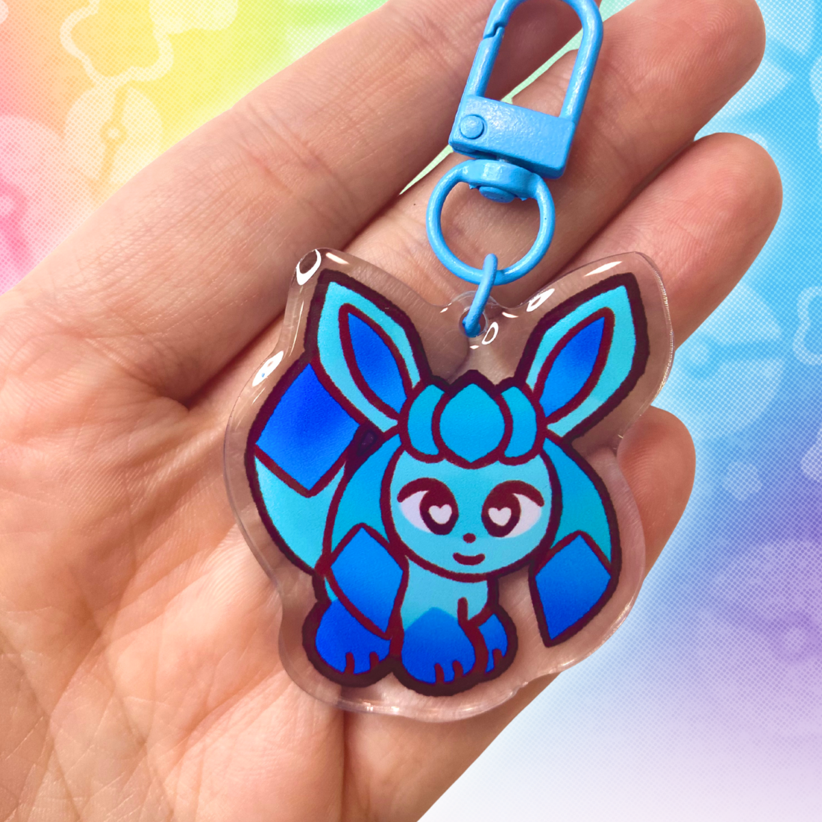 PKMN Glaceon 2" Acrylic Keychain with Blue Metal Clasp