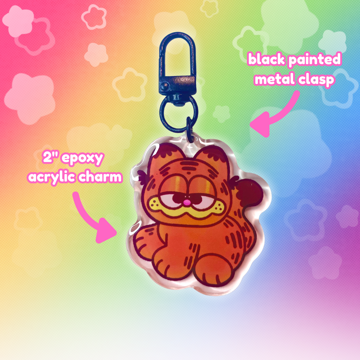 Garfield 2" Epoxy  Keychain with Black Clasp