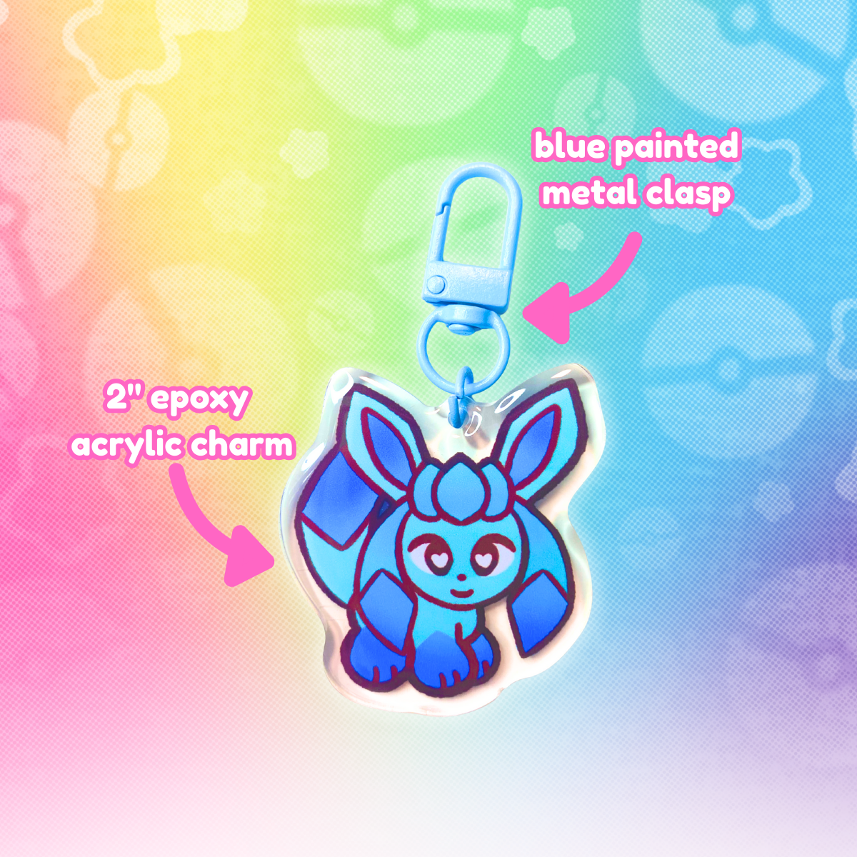 PKMN Glaceon 2" Acrylic Keychain with Blue Metal Clasp