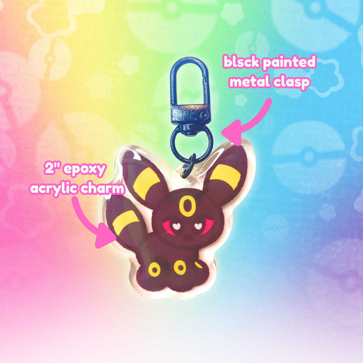 PKMN Umbreon 2" Acrylic Keychain with Black Metal Clasp