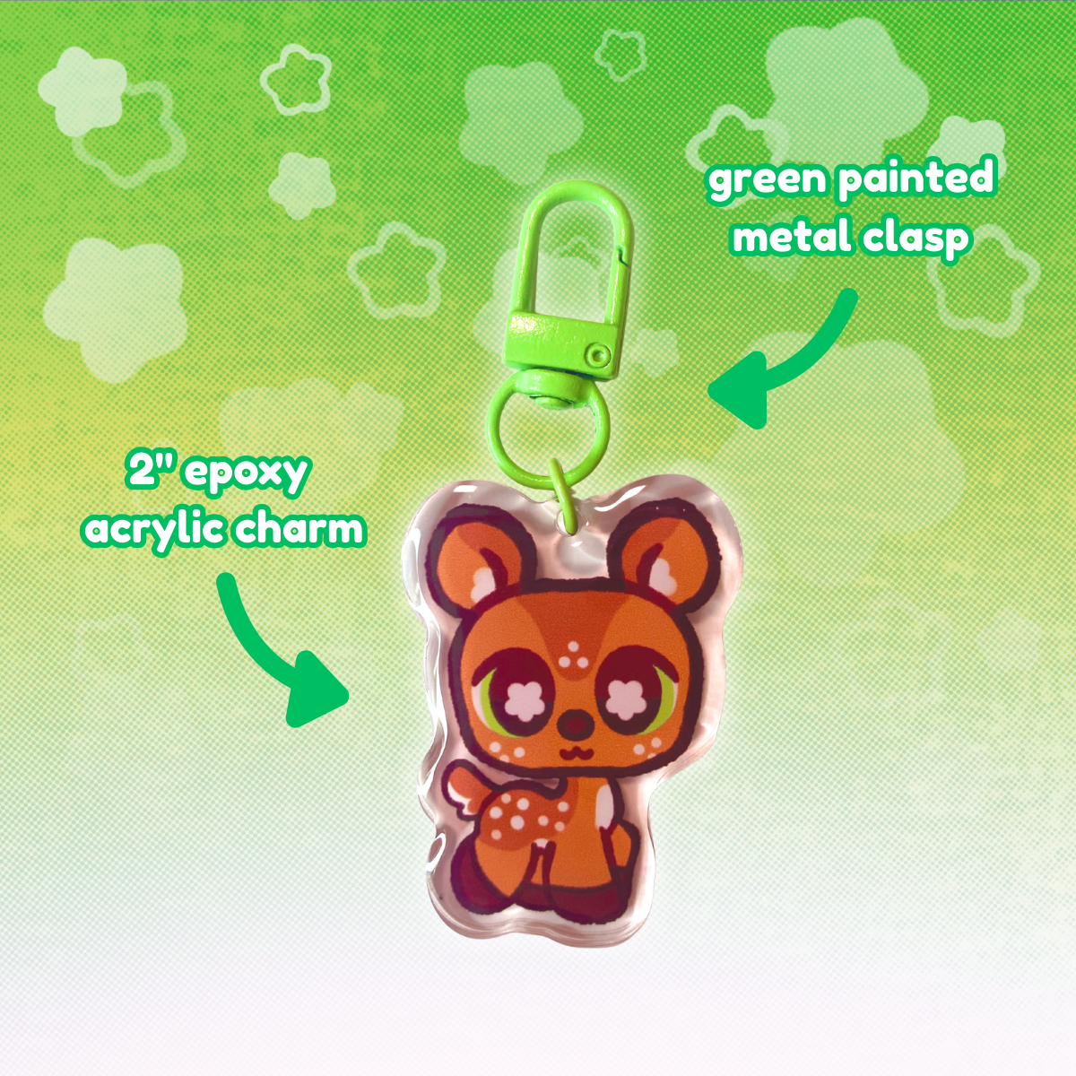 LPS Deer 2" Epoxy Keychain with Green Clasp