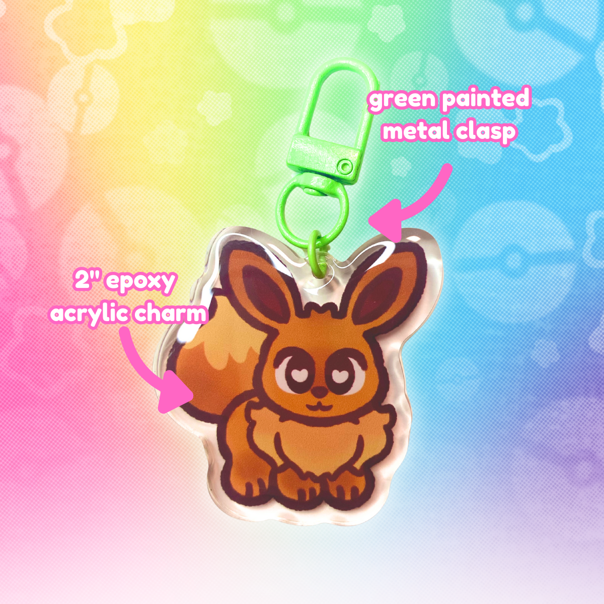 PKMN Eevee 2" Acrylic Keychain with Green Metal Clasp